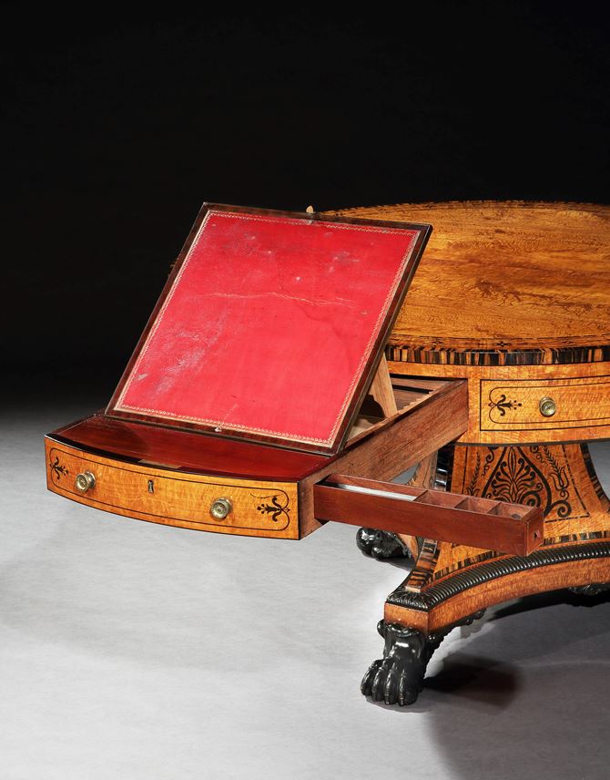George Oakley - A regency satinwood and calamander drum table | MasterArt